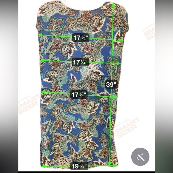 Rosa Faia Sz S Blue Green Paisley Semi-Sheer Shirred Shoulders Swim Cover-Up - Picture 7 of 11